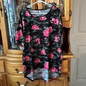 Roses & Camo Hi-Low Tunic